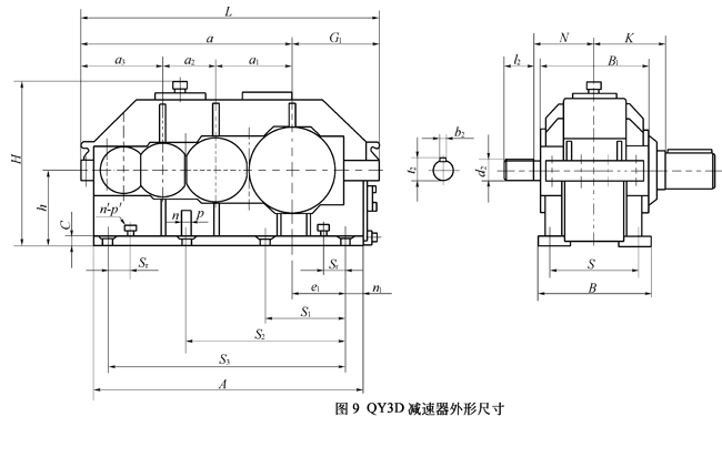 QY3D起重機(jī)用硬齒面減速機(jī)外形圖